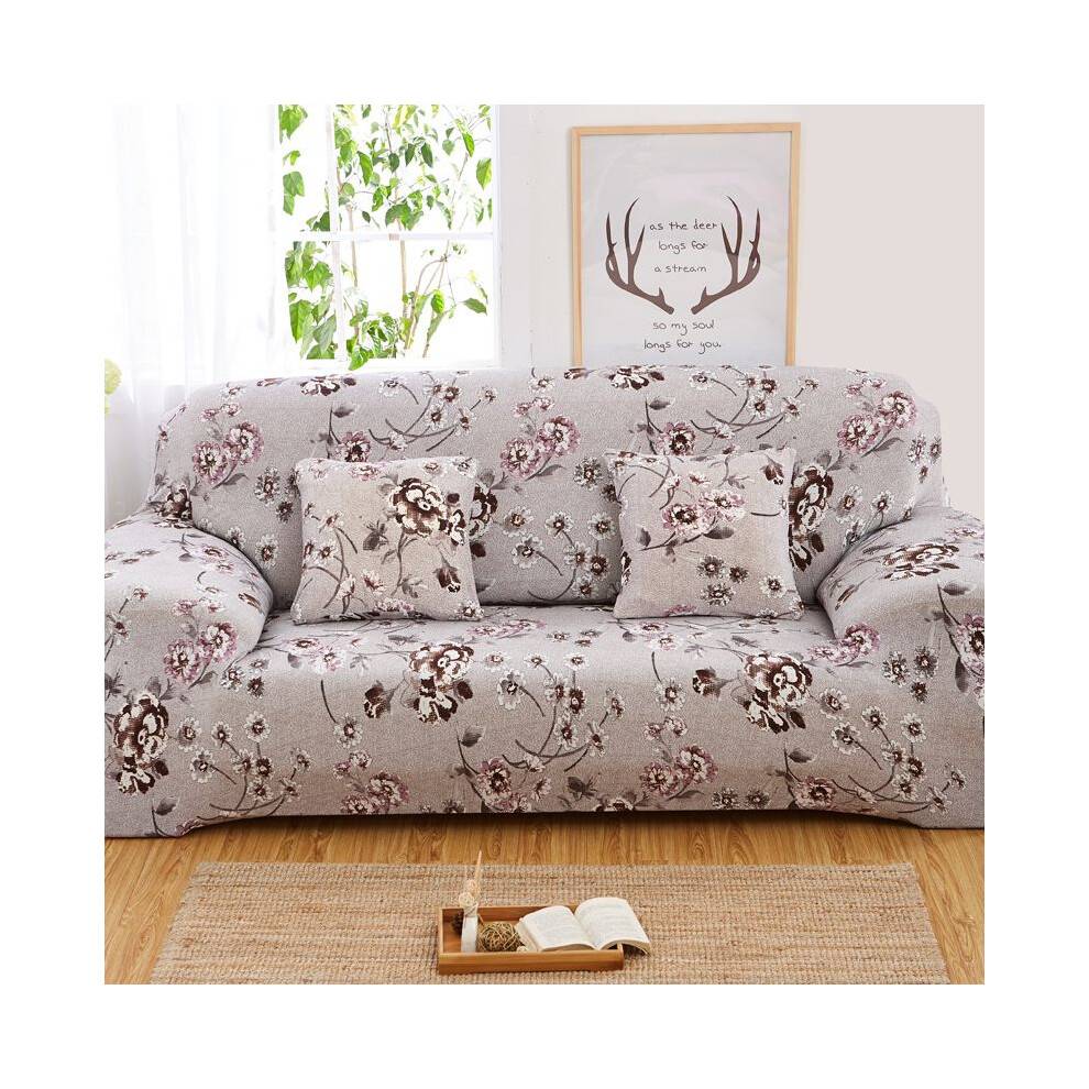 (Rose,2-Seater)Flower Printed Sofa Cover 1234 Seat Slipcover Antiskid Stretch Couch Cover