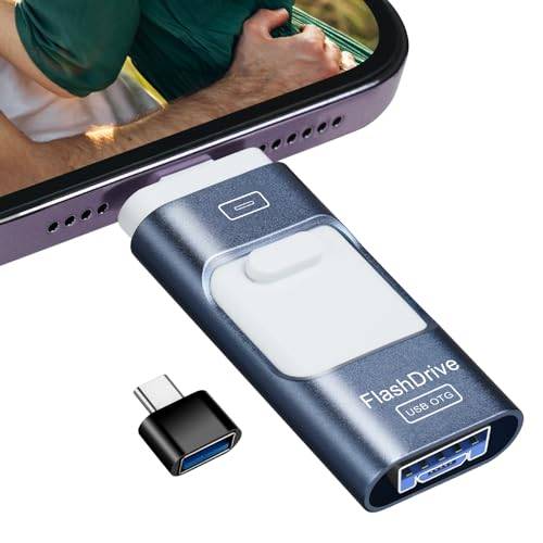 AXFEE 128 GB 4-i-1 USB-flashenhet, tumenhet med flera portar för TV, bil, telefon, bärbar dator, Chromebook