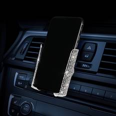 TEMU Sparkling Phone Holder, Dashboard Mount, 360° Adjustable Vent Clip For Women And Girls, Abs Material, Mini, Universal, Accessories