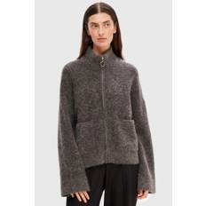 Selected Femme | Cardigan | Sia Ras Knit Zipper, medium grey melange - XXL