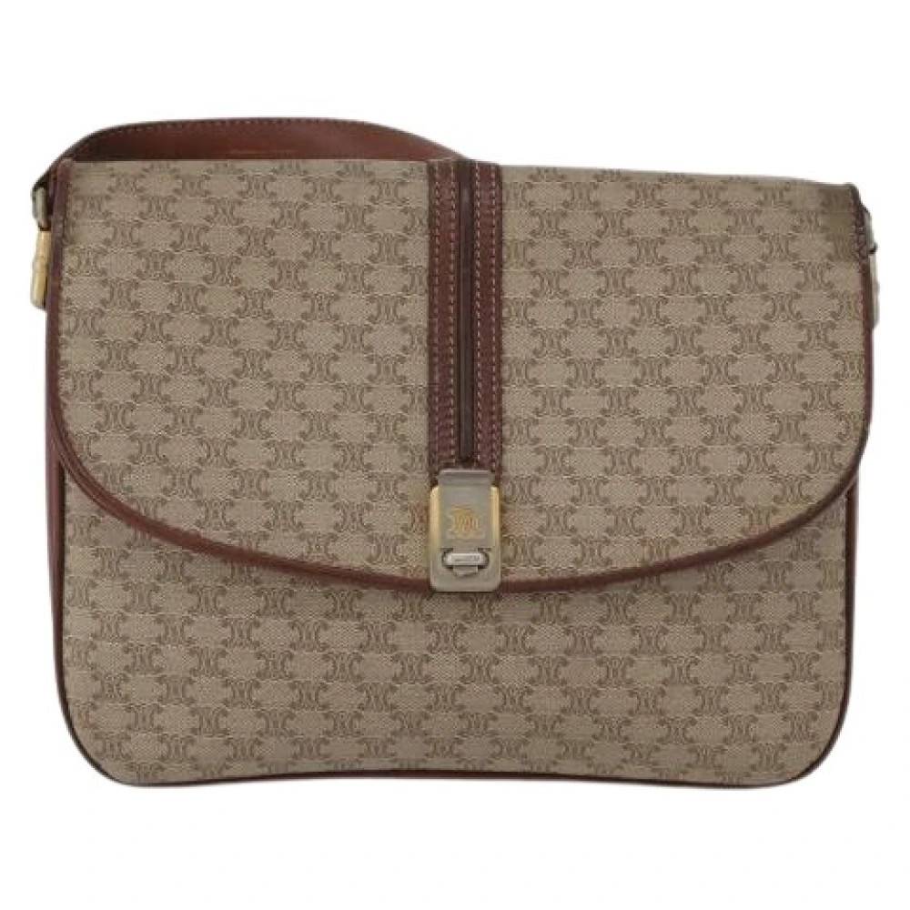 Celine Vintage Pre-owned Vintage macadam skuldertaske - Vintage - Dame - Beige - ONE SIZE - Uld