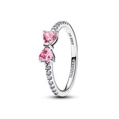 Pandora - Sølv ring med sløjfe og Pink zirkonia - 193510c01