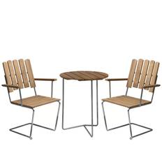 A2/6B cafégrupp teak/varmförzinkad - Silver/Träfärg