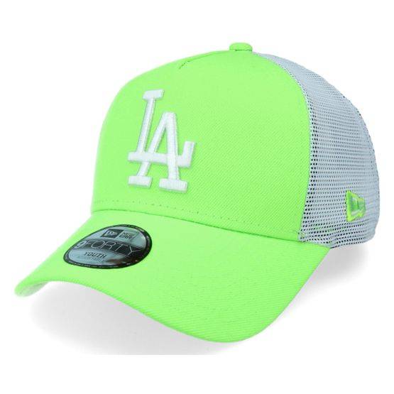 New Era - MLB Grön trucker Keps - Kids Los Angeles Dodgers Tonal Mesh Neon Green/White Trucker @ Hatstore