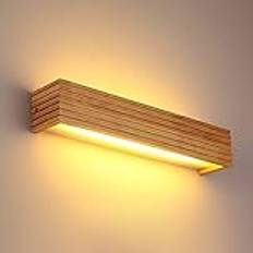 Japansk spegel frontljus med akryl lampskärm, LED vägglampa Nordic Wood vägglampa, nordisk sminkspegel lampor sänggavel lampor för vardagsrum, sovrum säng Intressant