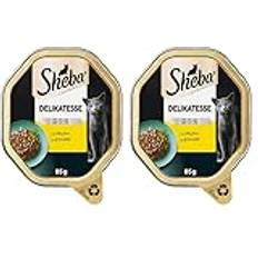 SHEBA Schale Nassfutter für Katzen Delikatesse in Gelee mit Huhn 2 x 11 x 85g (Packung mit 2)