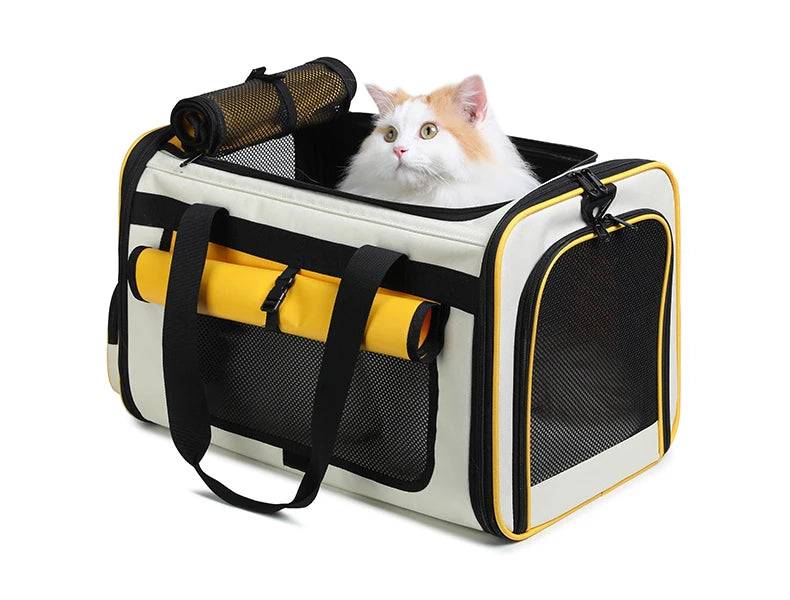 Airline Approved Collapsible Soft-Sided Pet Carrier — Travel Cat & Dog Carrying Case - Yellow