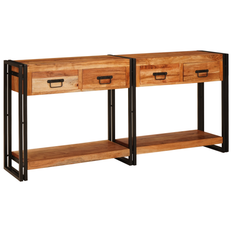 Konsolbord 2 2 pcs Brun 160 x 33 x 75 cm Solid akaciaträ