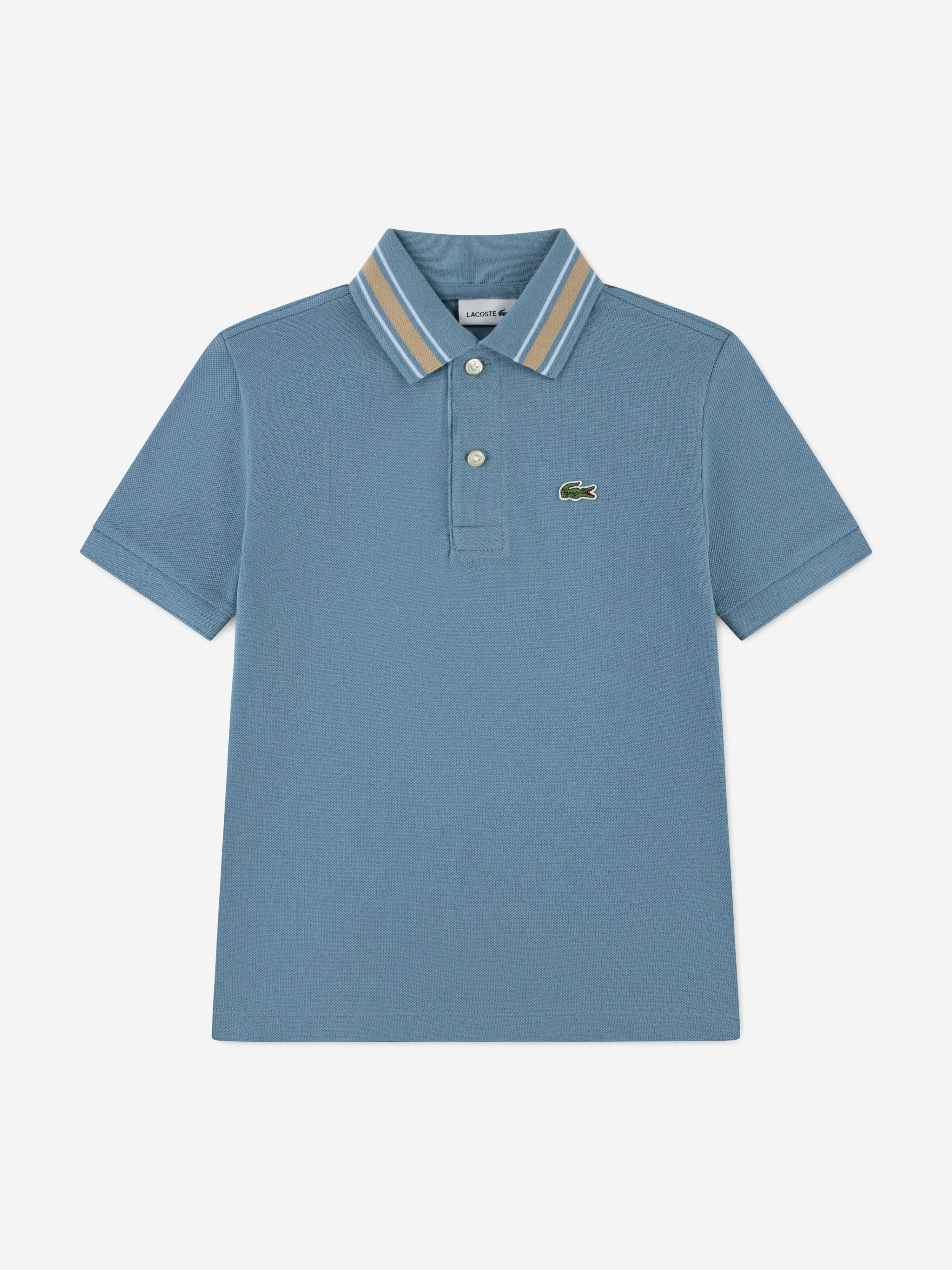 Lacoste Boys Petit Pique Fancy Polo Shirt in Blue - Blue / 5 Yrs (5 Yrs)