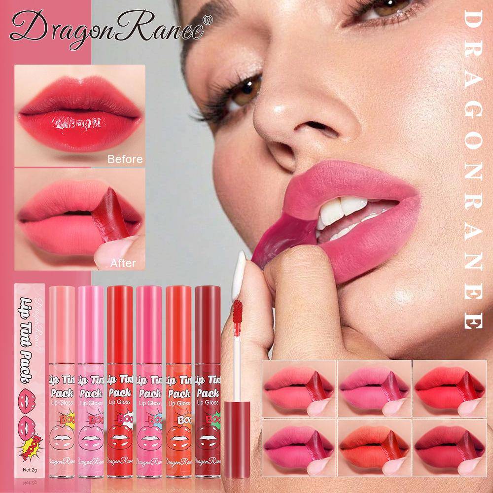 6 färger Peel Off Liquid Lipstick Matt Peel Off Lip Glaze Vattenfast Långvarig Makeup Fläck Sexig Rose Red Lip Tint Kosmetika beige