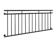 ECD Germany Fransk balkong 184 x 90 cm - med 14 fyllningsstänger - svart - matt och grov - tillverkad av pulverlackerat stål - balkongräcke balkonggaller balkonggaller fönstergaller