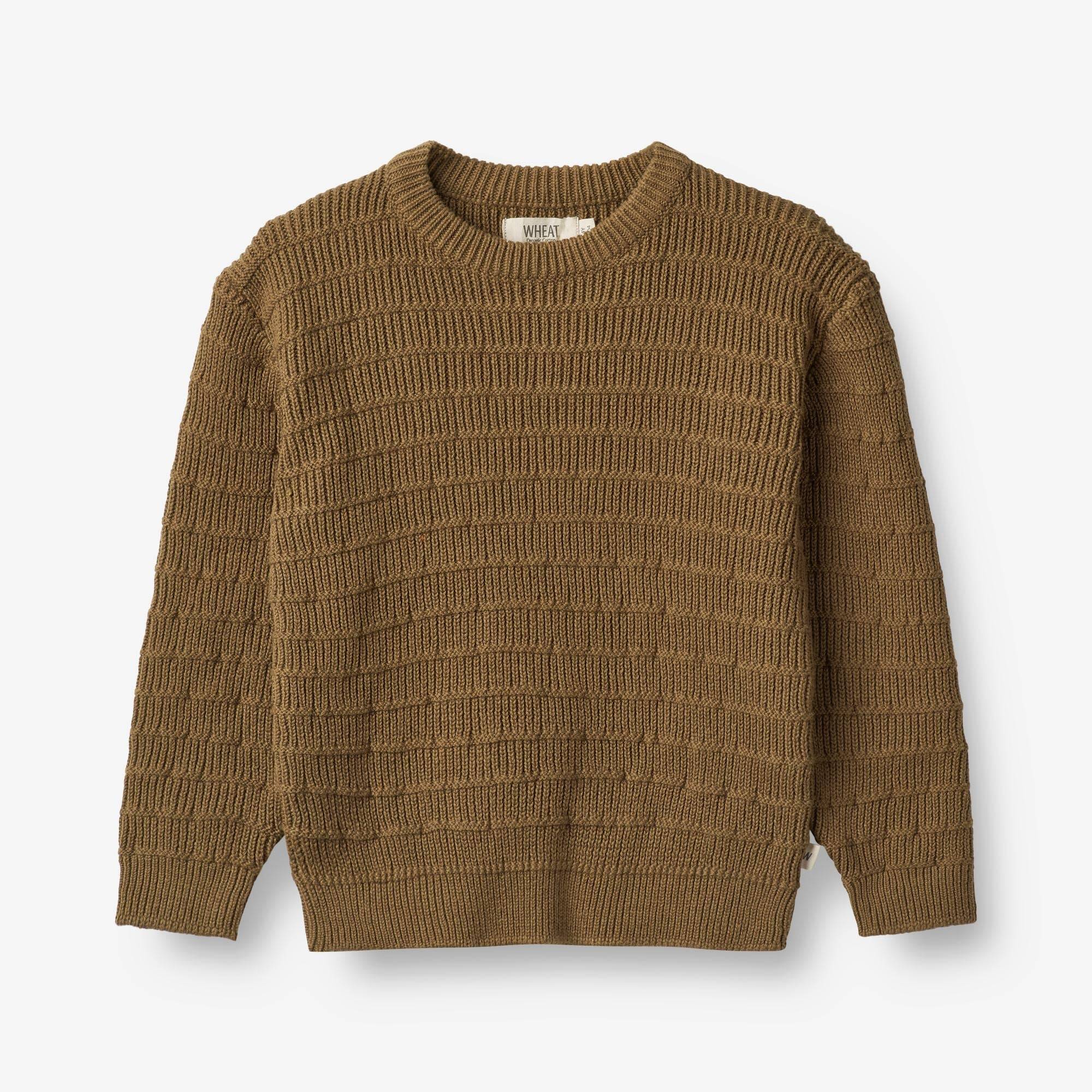WHEAT® - Strik Pullover Petro - green bark - Str 122.