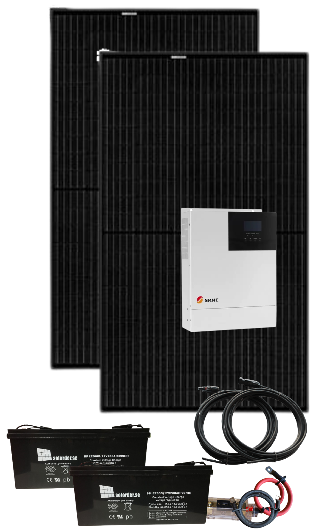 Solpanelspaket för stuga - Kombi 3000W/24V-230V