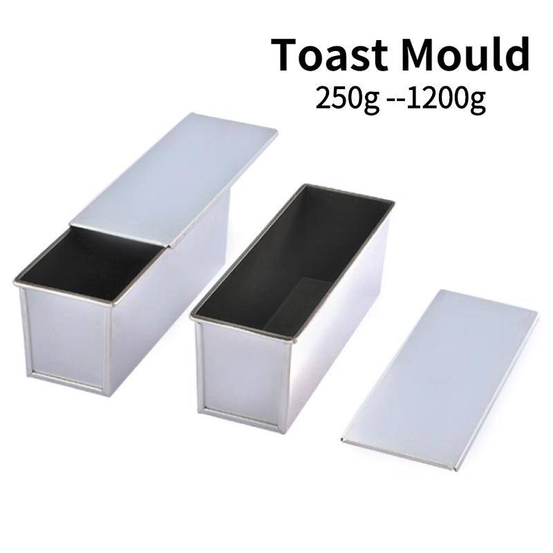 250g/450g/600g/750g/900g/1000g Aluminiumlegering Svart Non-stickbeläggning Toastformar Brödform Kakform Bakverktyg med lock white