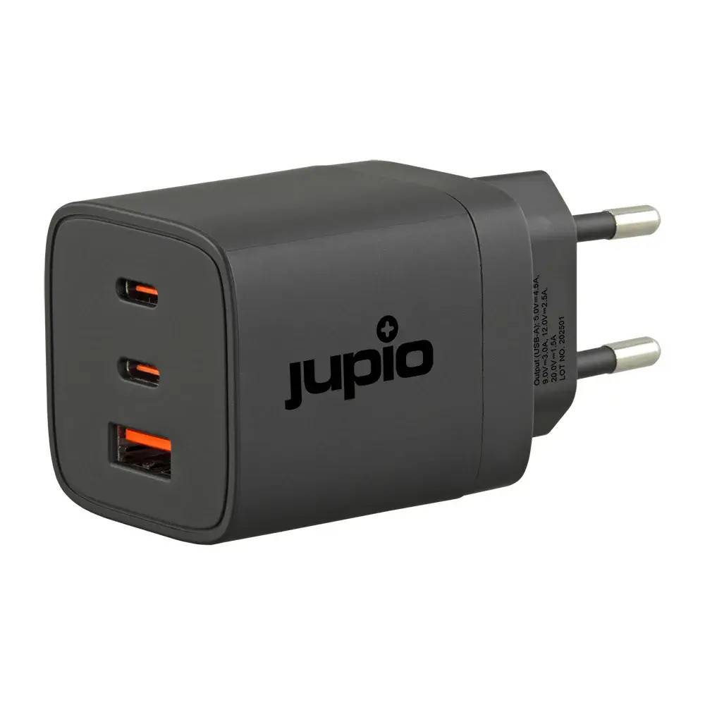 Jupio Triple USB (2C1A) GaN snabbladdare 65W – två USB-C och en USB-A