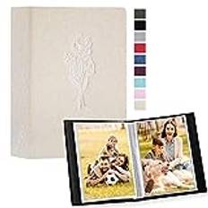 Lanpn litet fotoalbum 6 x 4 2-pack, varje paket rymmer 100 bilder, slip-on fickor mini linne toppladdade fotoalbum för porträtt endast 10 x 15 cm bild beige