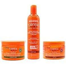 Cantu Shea Butter Moisturizing Curl Activator Cream, Leave-In Conditioning Cream och Coconut Curling Cream Combo (Ste van 3)