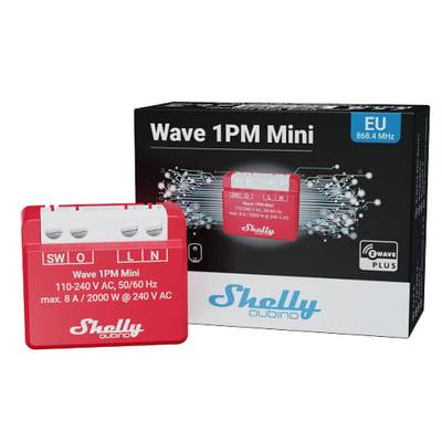 Shelly Wave 1PM Mini LR, relæ m. effektmåler, Z-Wave