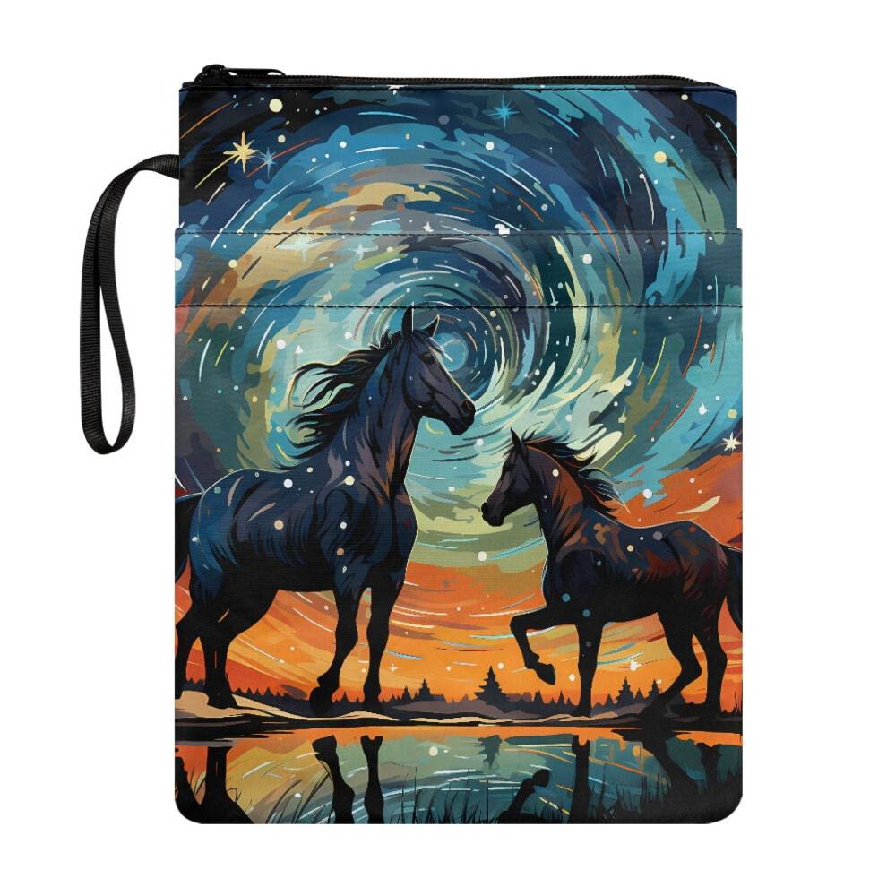 Hest og stjernehimmel tote bag polyester lynlås bogomslag