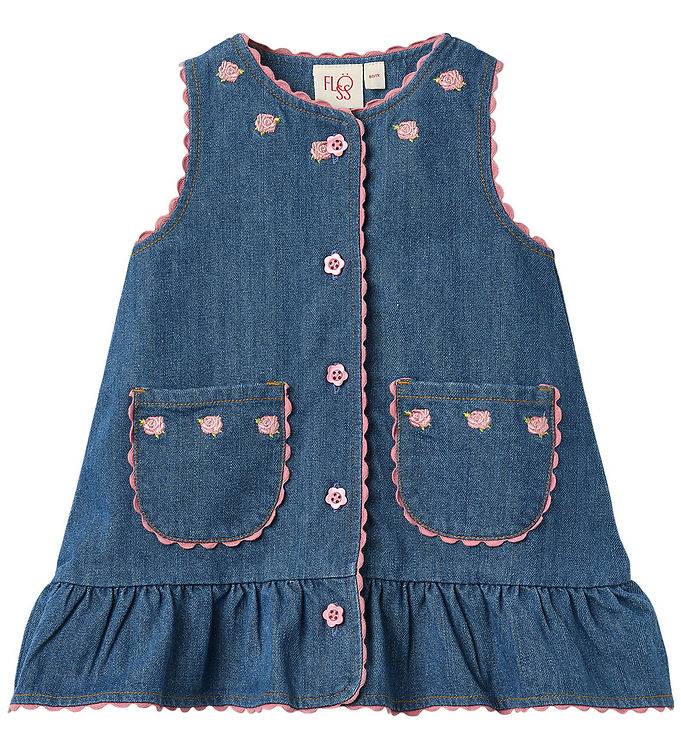 Flöss Klänning - Monique - Mid Blue - Flöss - 3 år (98) - Klänning
