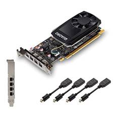Nvidia Quadro P1000 4GB GDDR5 4x Mini DisplayPort Low & High Profile PCIe Express Professional Grafikkarte - Schwarz - Inklusive 4 Display-Kabel - New OEM Plain Box (Renewed)