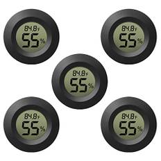 EEEKit Hygrometer termometer digital LCD-skärm inomhus utomhus fuktighetsmätare mätare för luftfuktare avfuktare växthus källare babyrum, svart rund, mått i Fahrenheit/Celsius, 5-pack
