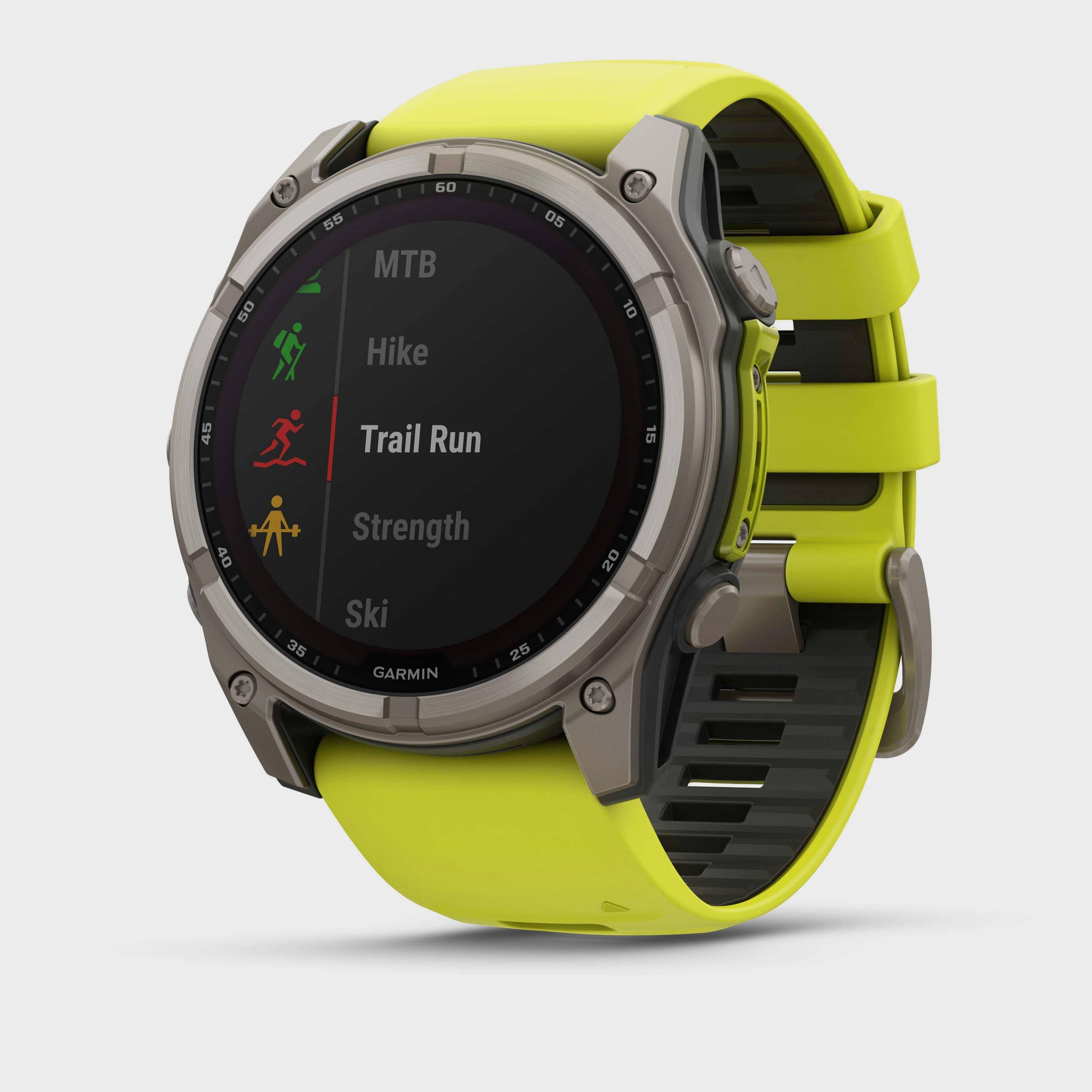 Garmin fenix 8 Sapphire Solar Edition 51mm GPS Smartwatch, Titanium and Graphite with Amp Yellow and Graphite Band