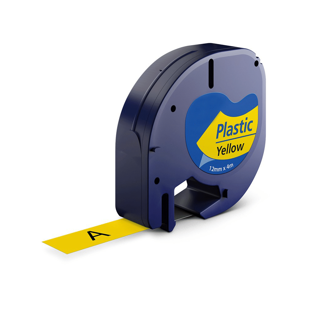 Dymo 91202 | 91222 sort på gul tape - Kompatibel S0721670 - 12 mm x 4 m