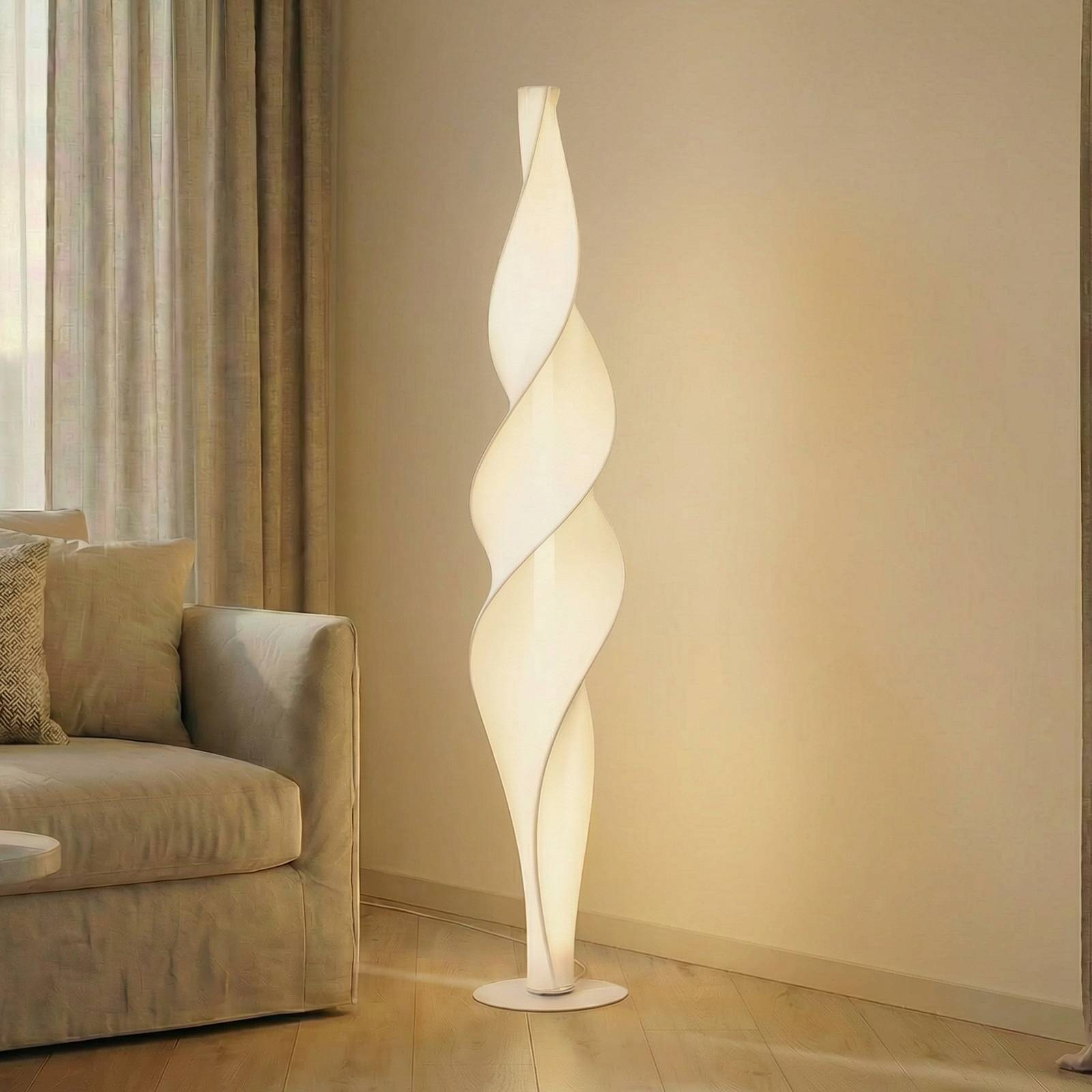 LED golvlampa Novelle Lucande, dimbar, Vitt / opal, Vardagsrum / matsal, Syntetmaterial, Design, LED-golvlampa