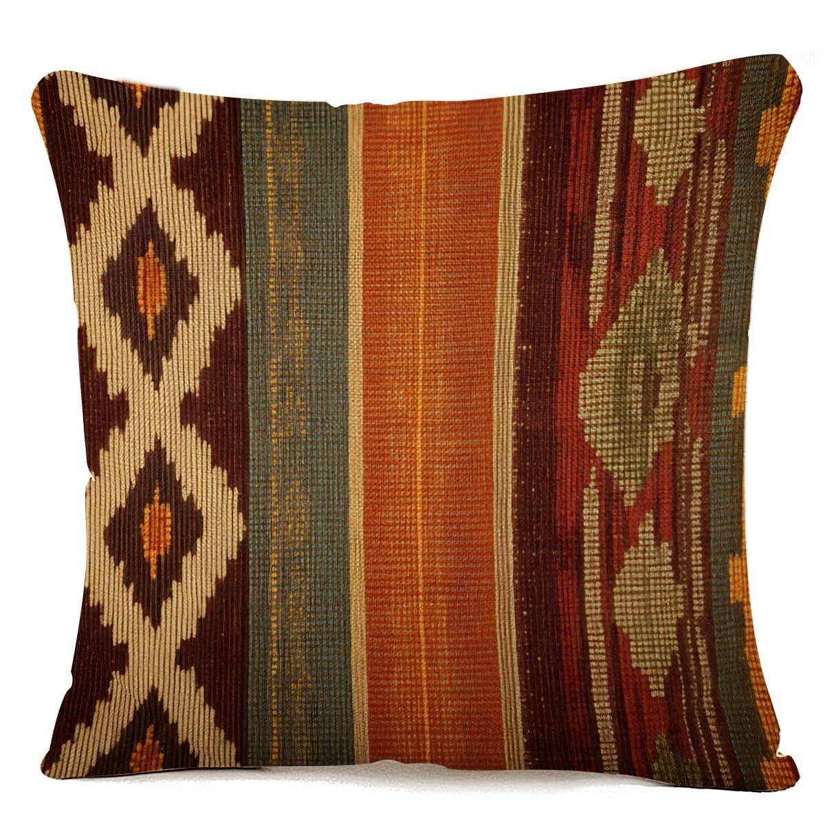 1 st Navajostil Kuddfodral 18x18, Native Style Sydväst Orange Grå Bomull
