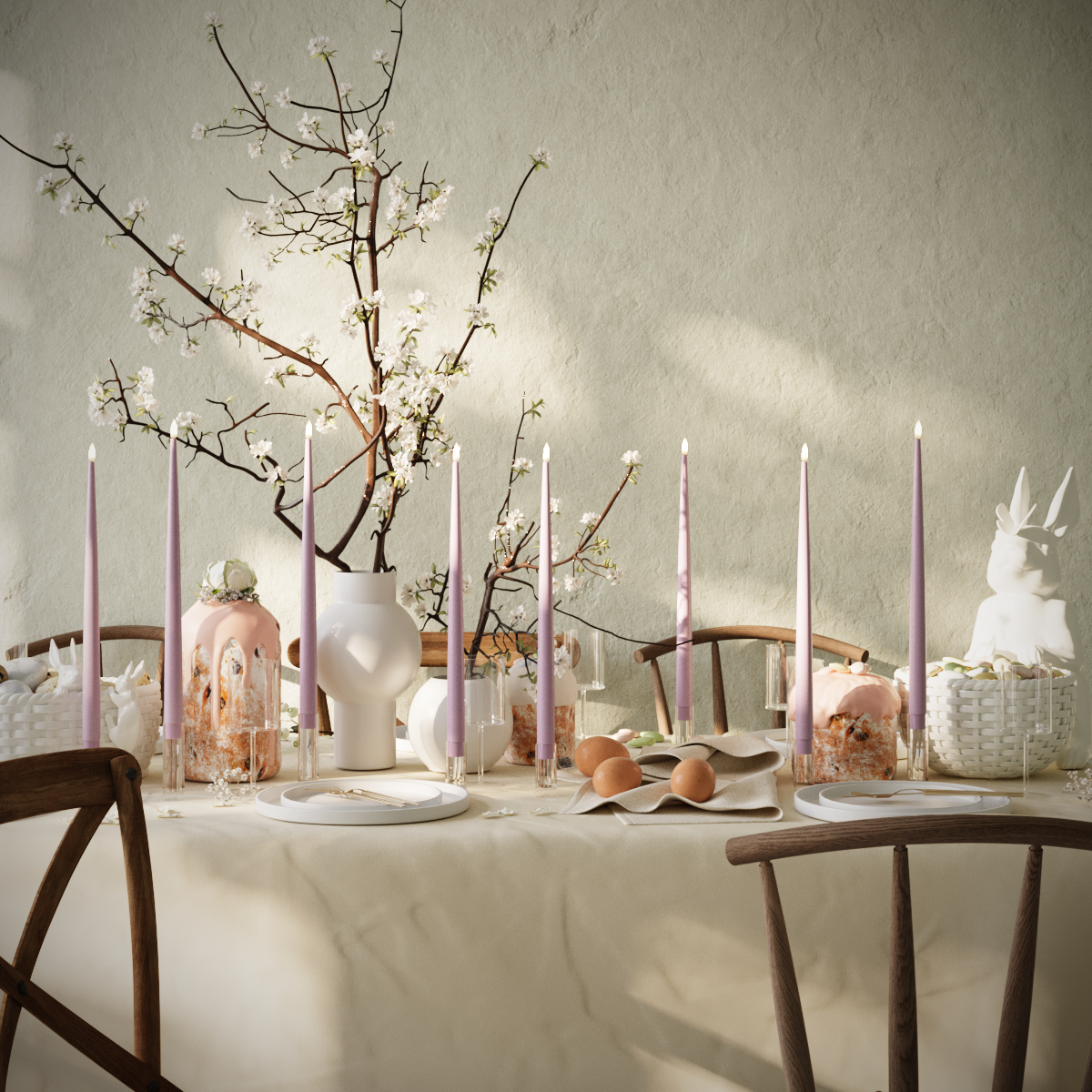 LED Ljus Med Lack paket - Ljuslila - 8 st 38 cm Ljus Med Lack - Lyslilla
