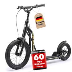 STAR SCOOTER Kinder Tret Roller ab 7-8 Jahre | 16/12 Zoll Mixed City Kick Scooter Luftreifen | Schwarz