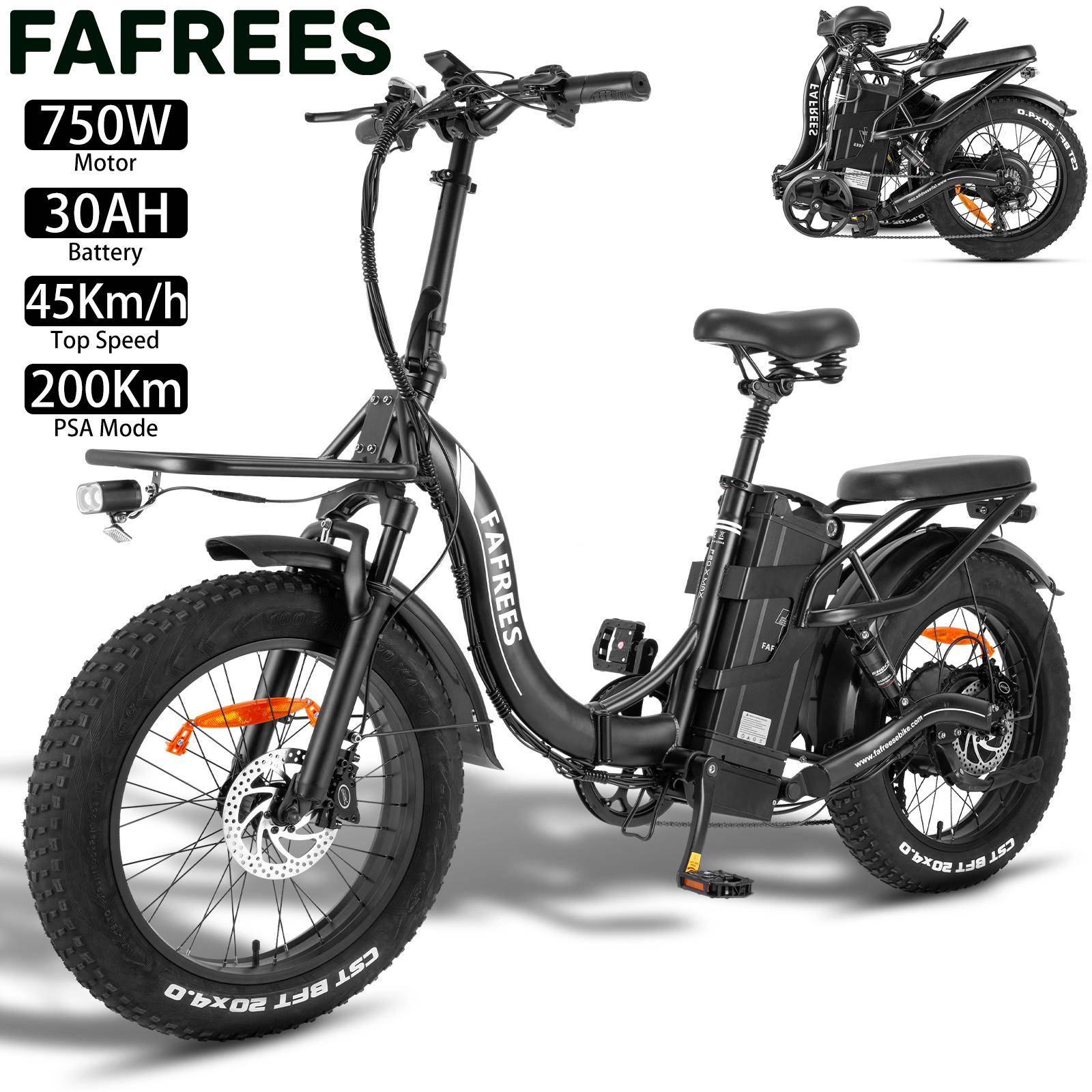 Elcykel Vikbar FAFREES 20  750W Motor Topphastighet 45Km/h 48V 30AH Max Räckvidd 200Km F20 X-Max svart