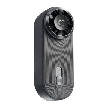 Y61 Mini-handfläkt - 100 hastigheter, USB-C, digital display - mörkgrå