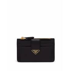 Prada - portmonnä med logotypplakett - dam - läder/läder - one size - Svart