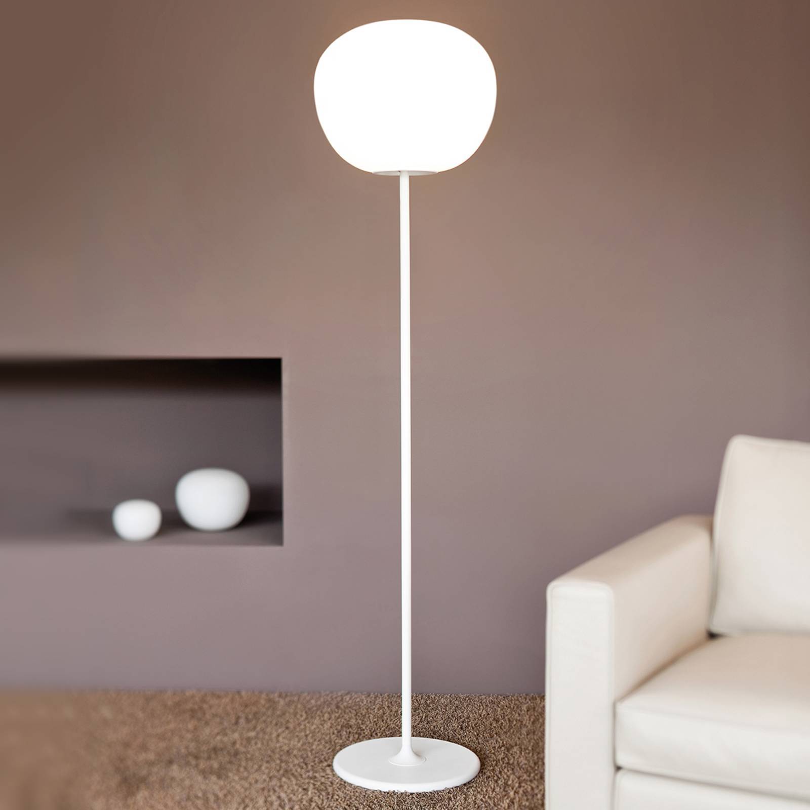 Fabbian Designer gulvlampe LUMI/MOCHI, Hvid/opal, Stue/spisestue, Glas, Design