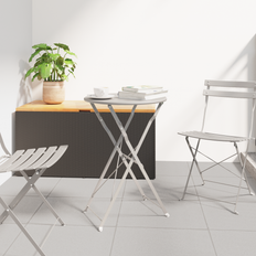 vidaXL Sammenfoldeligt Bistrobord Beige Ø50x71 cm Pulverlakeret Stål