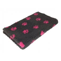 Non-slip Vetbed Coal gray with Pink Paws 100 x 150 cm - 30 mm thick