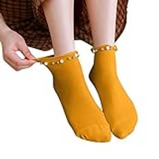 Kvinnor höst och vinter matchande pärla tjocka varma mitt tubstrumpor kvinnor tjocka strumpor dam nylonstrumpor, gUL, one size
