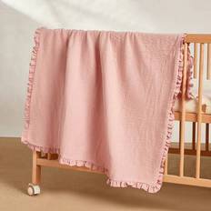 1 st spädbarnsfilt, rosa babyfilt med volangkant, mjuk babyfilt som andas, lämplig för pojkar och flickor, bekväm och andas - Multifärgad (En-Storlek)