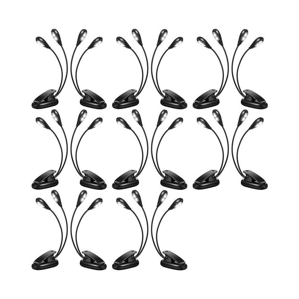 16Pcs Music Stand Light Clip LED Book Lights Dual Arm Reading Lights for Books in Bed 360 Degree Adjustable Clip