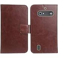 Anybird PU Flip Folio Läderfodral för Doro Leva L10/L11/11s 2,4 Tum Affärskontelefonskydd Skyddande Fodral Skinnpåse Etui (Brun)