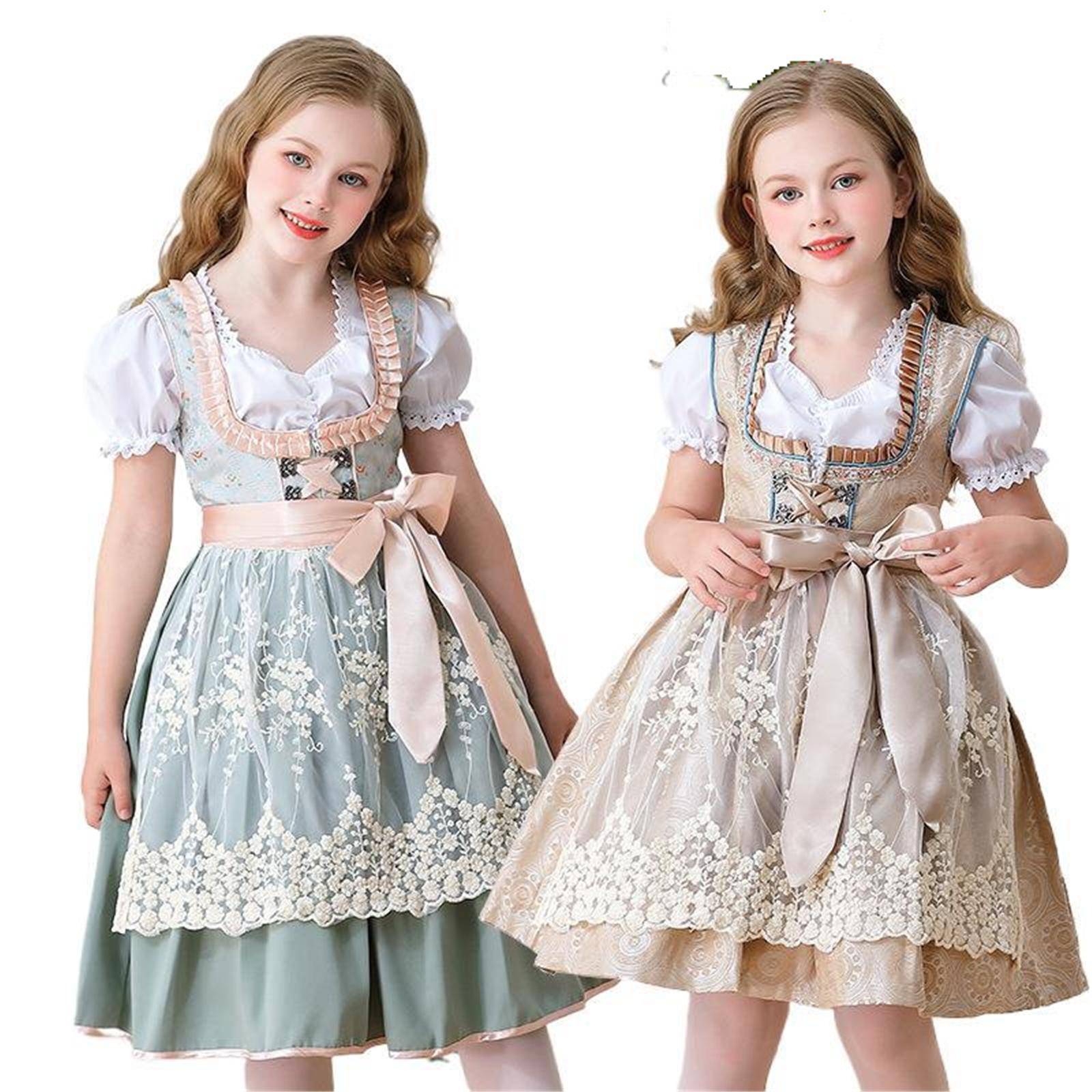 Oktoberfestdräkter Flickor Dirndlklänningar Tysk Bayersk Oktoberfest Festivaldräkt För Öl Halloween Karneval cm white