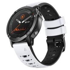 Garmin Fenix 7 / Fenix 7 Solar / Fenix 7 Sapphire Solar osv. Silikone urbånd, 22 mm - Hvid, Sort