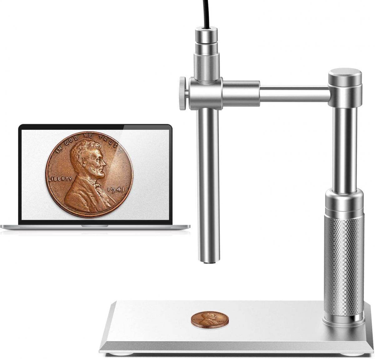 KENTFAITH DM101 Digital USB Microscope Camera Coin Magnifier, 10X-500X Magnification, PC Compatible