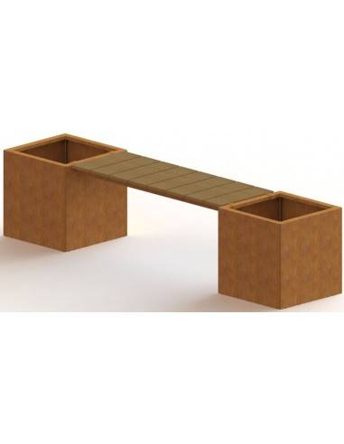 Miami Havebænk uden bund B221,2 cm i corten stål og douglas træ