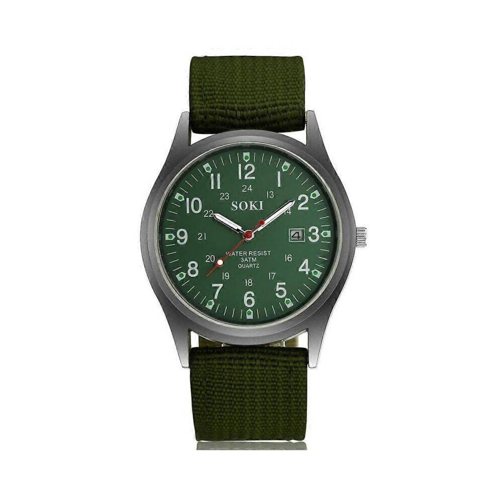 (green) SOKI Men's Nylon 30m Waterproof Quartz Wristwatches Luxury Watch Men Designer Brand Famous Business Watch Male Smart Saat Erkek