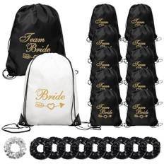 22 stycken brudpresenter JGA festtillbehör, team bride gymväska med brudtärnor scrunchies, brud team bride dragsko gymväska, team bride väska, damer team bride ryggsäck set för brudfest JGA