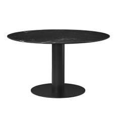 Gubi - GUBI 2.0 Dining Table, Ø 130 cm, Skiva: Marmor - Nero Marquina, Bas: Svart - Spiseborde - Sort - Metal/Sten