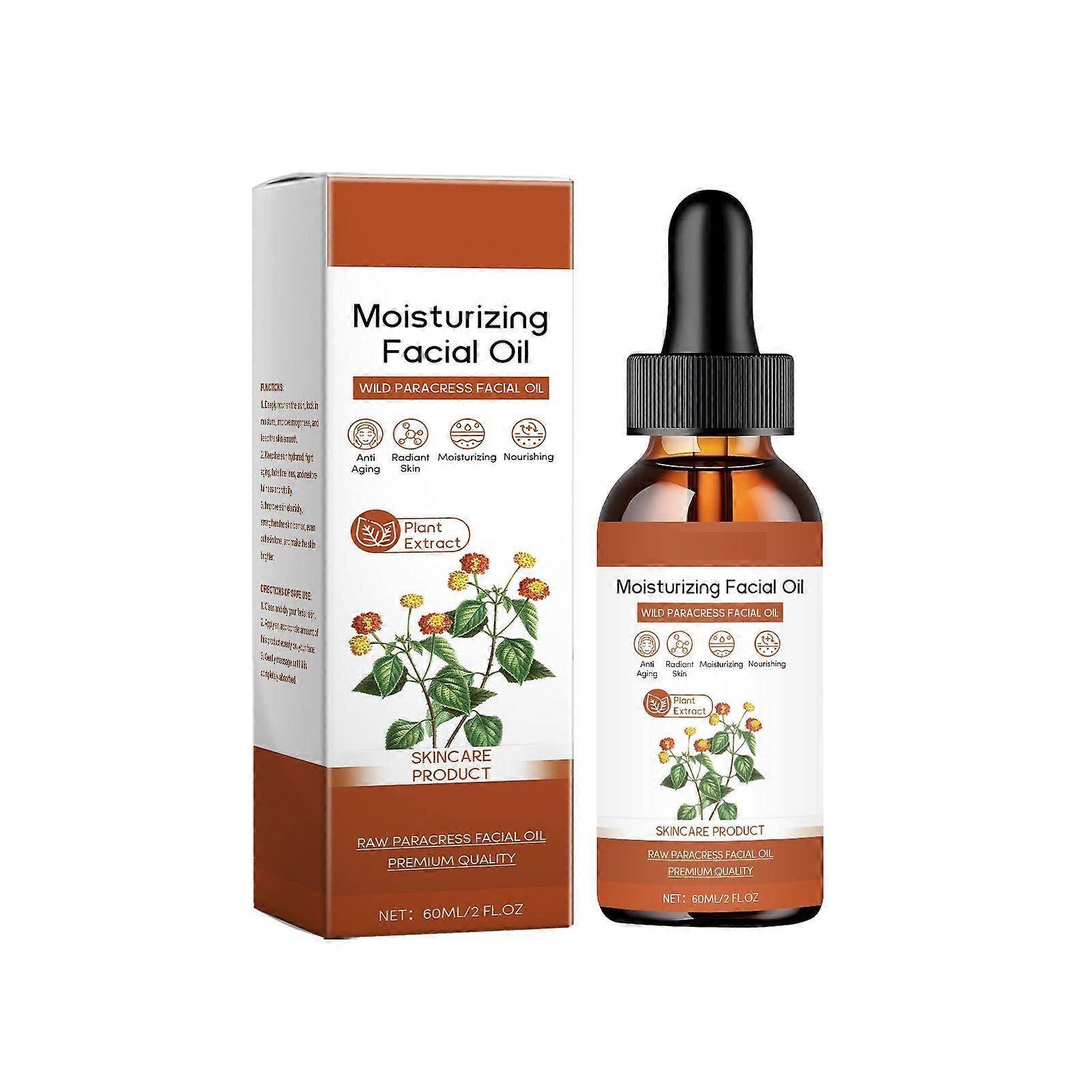 100% Ren Ekologisk Parakress Ansiktsolja - Anti-Aging Fuktgivande Eterisk Olja, Återfuktande Parakressolja för att Minska Rynkor, Lystergivande och Hu